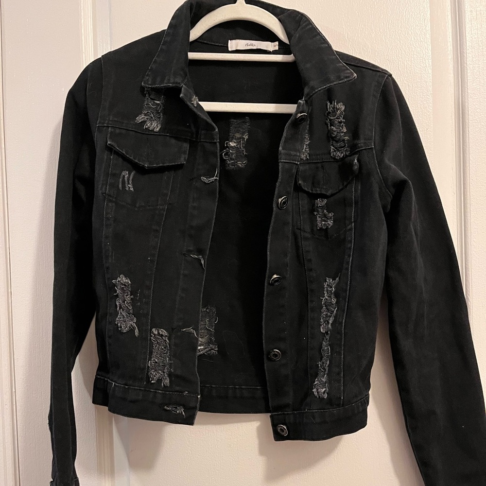 Adika Black Ripped Denim Jacket